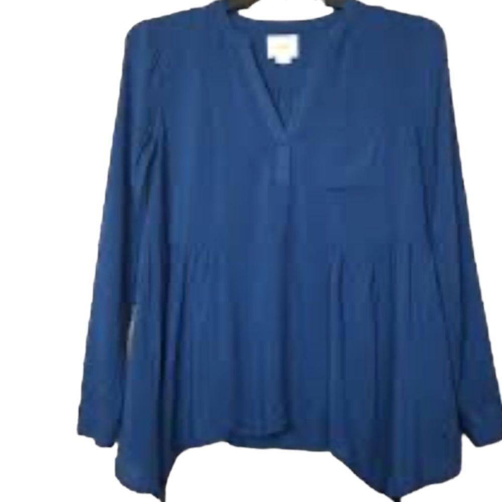 Anthropologie Maeve blue tunic top size 6